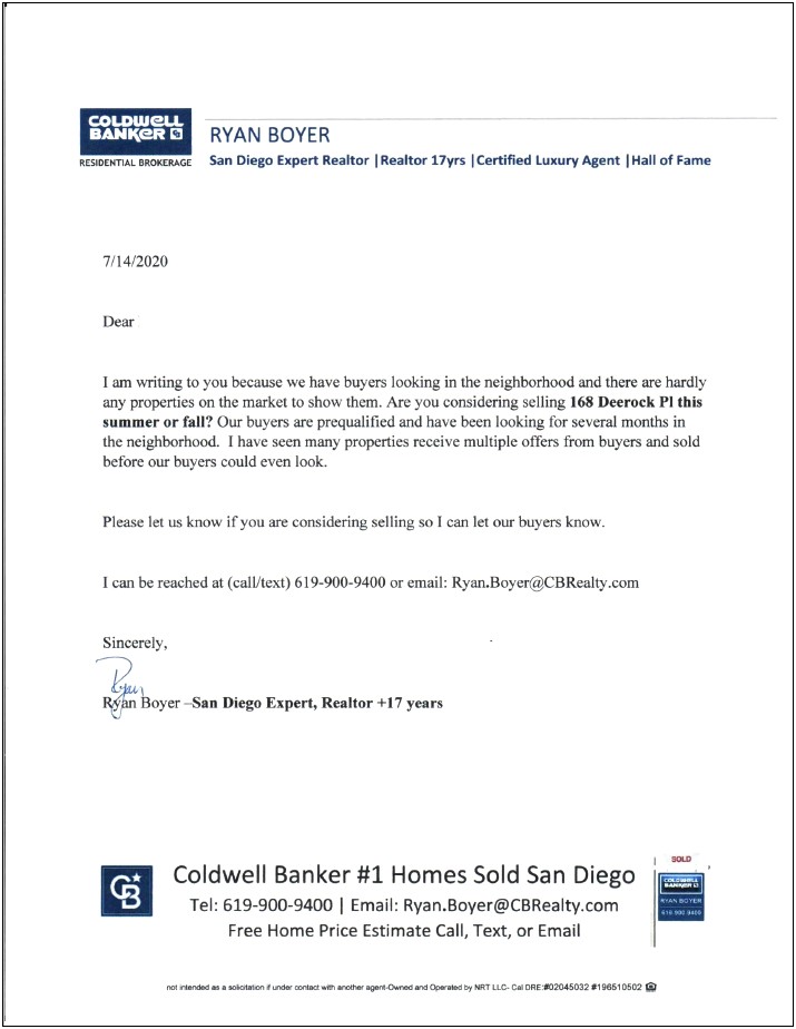 Free Real Estate Marketing Letter Templates