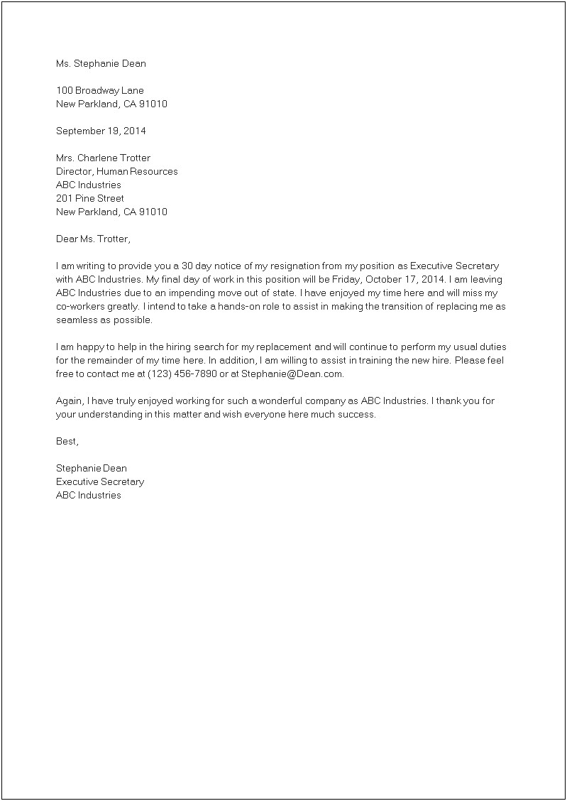 Free Resignation Letter Templates Without Microsoft