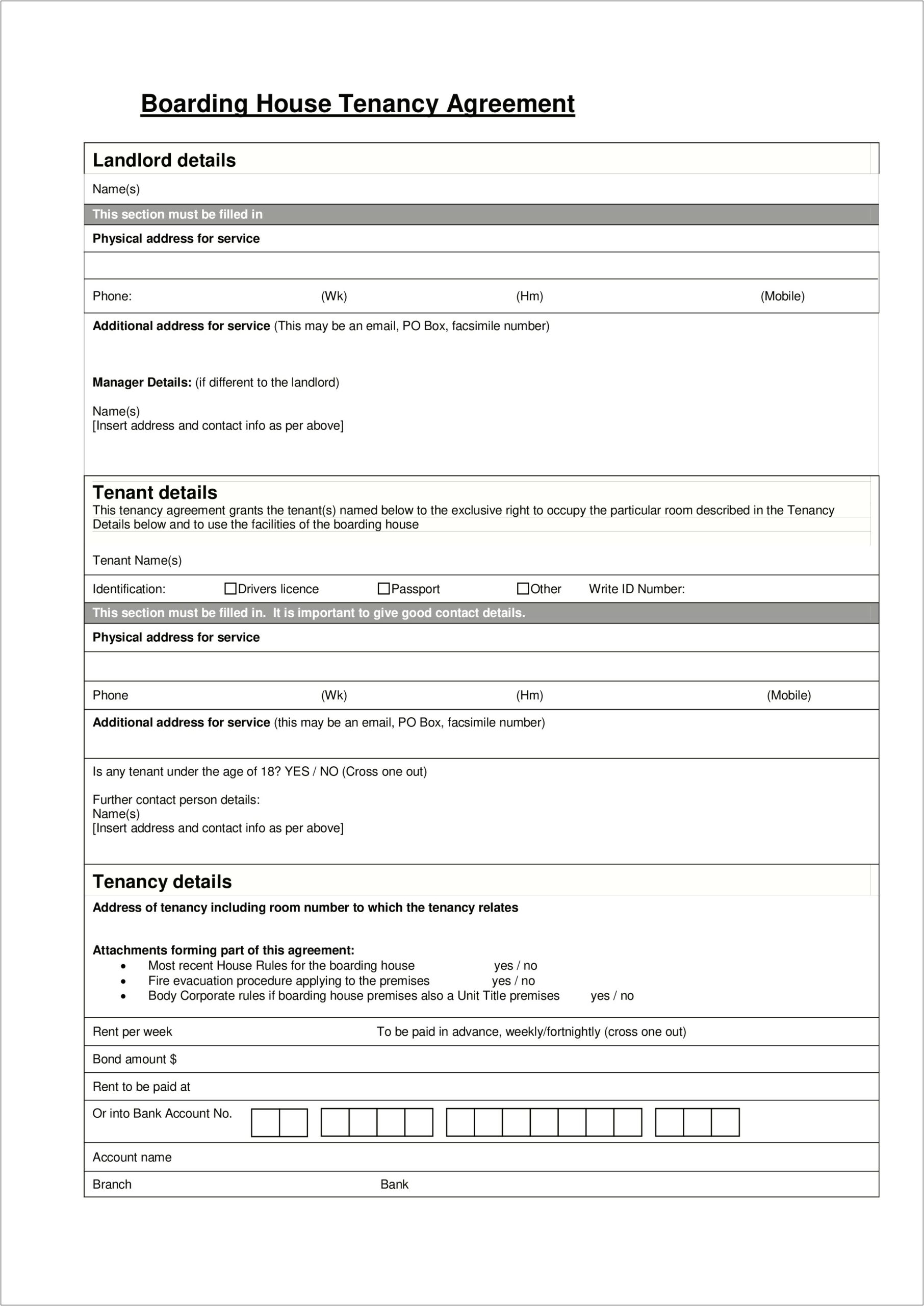 Free Room Lease Agreement Template Word