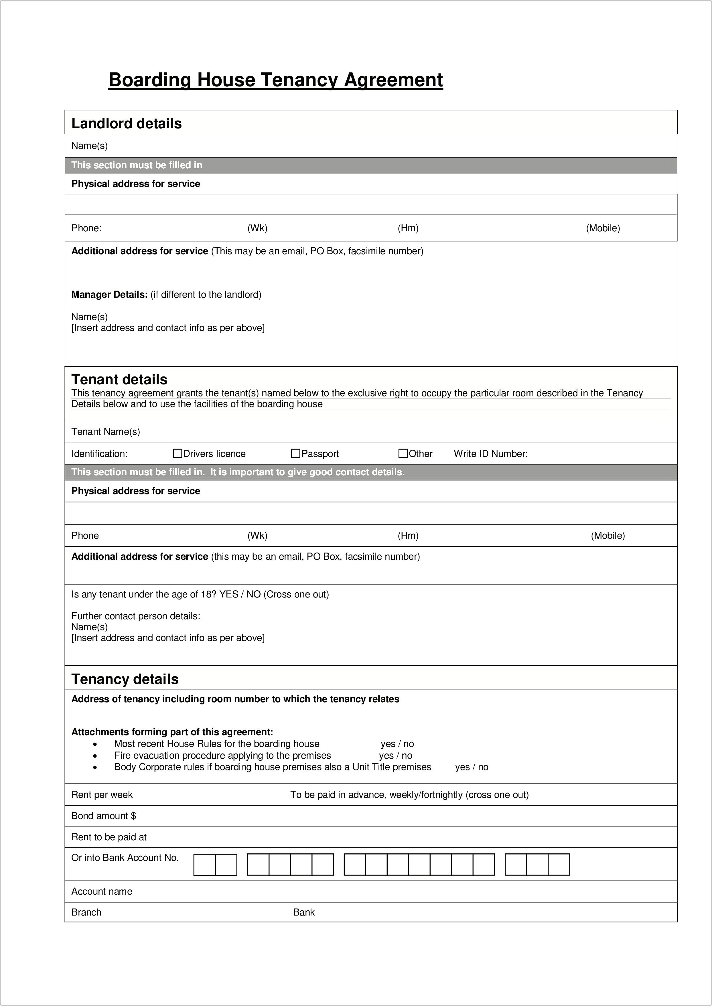 Free Room Lease Agreement Template Word