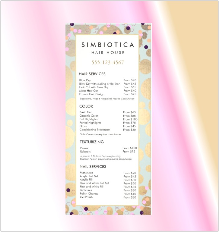 Free Salon Menu Templates For Word