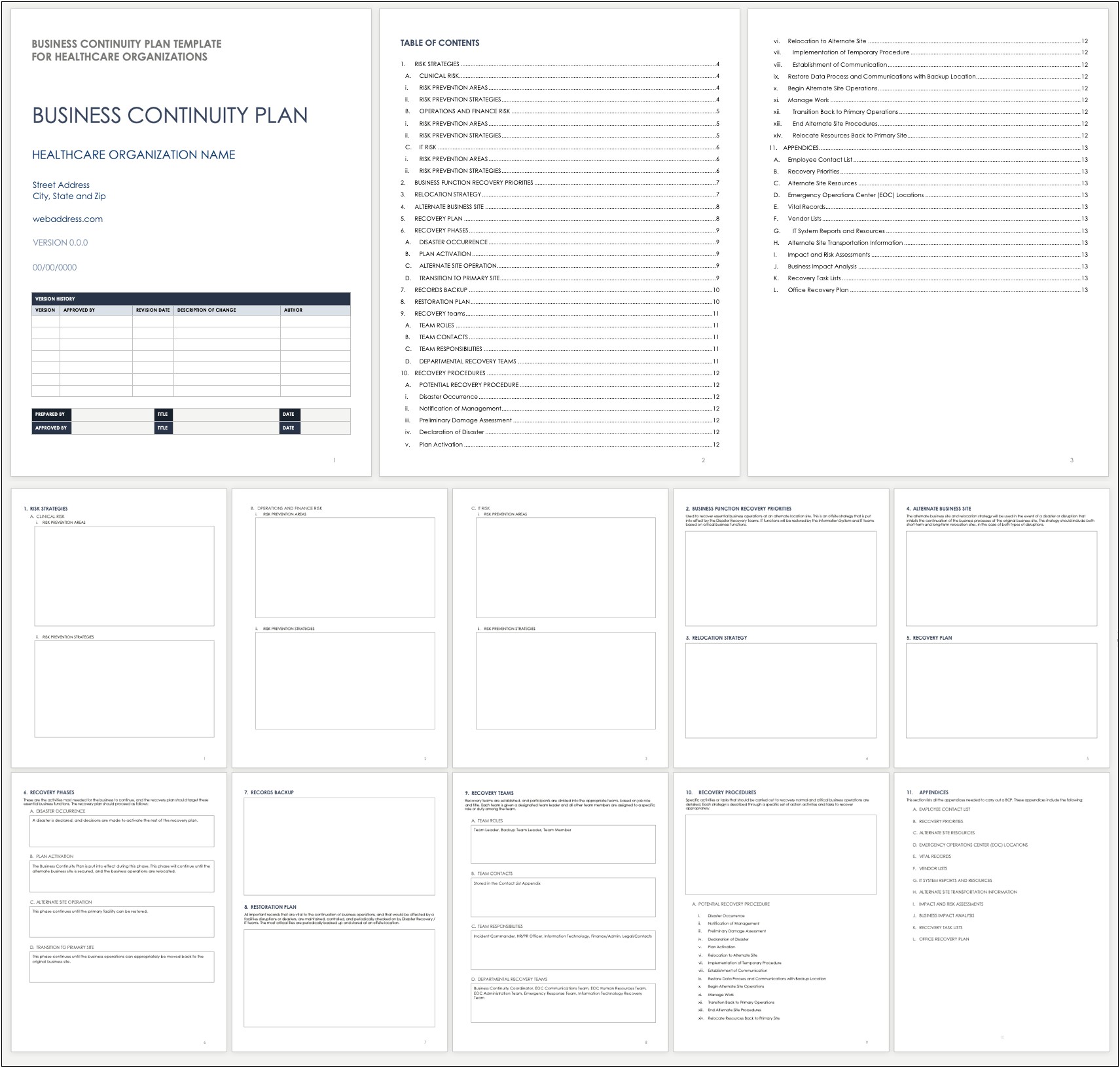 Free Sample Business Continuity Plan Template