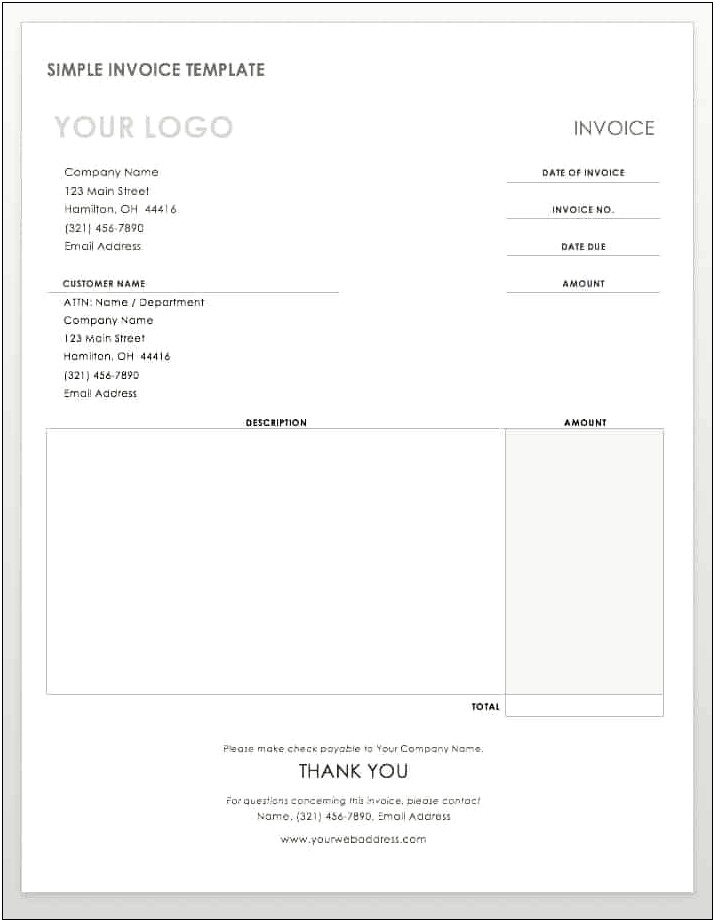 Free Sample Invoice Template Microsoft Word