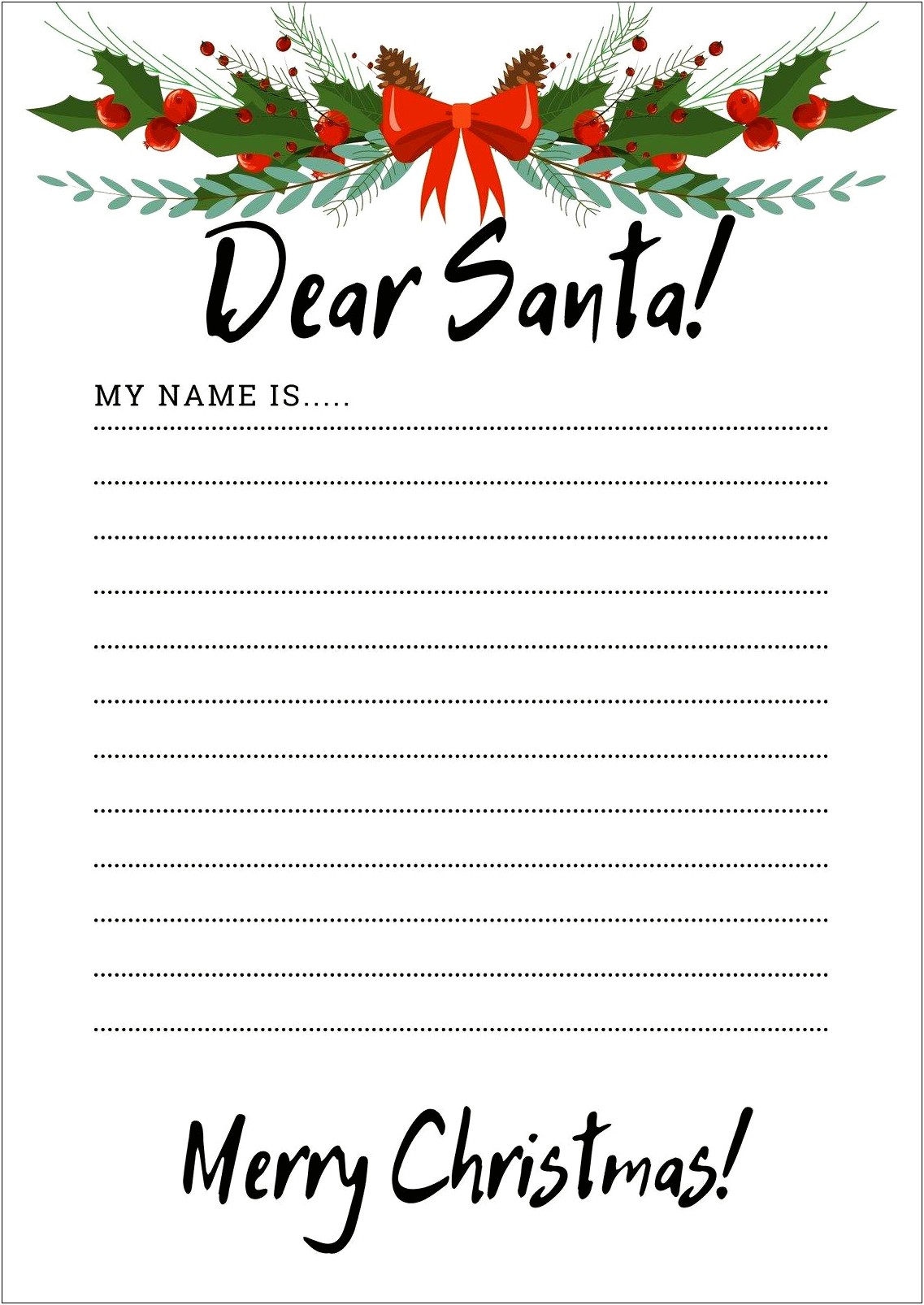 Free Santa Letter To Kid Template