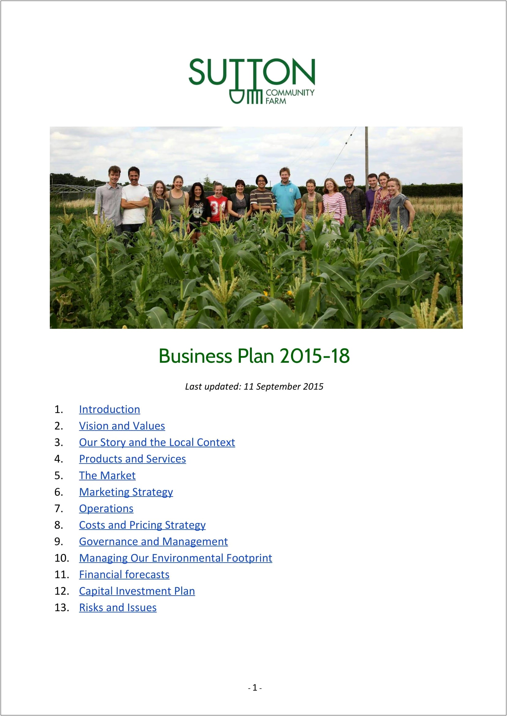 Free Small Farm Business Plan Template