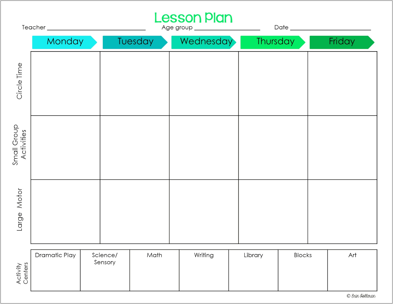 Free Small Group Lesson Plan Template