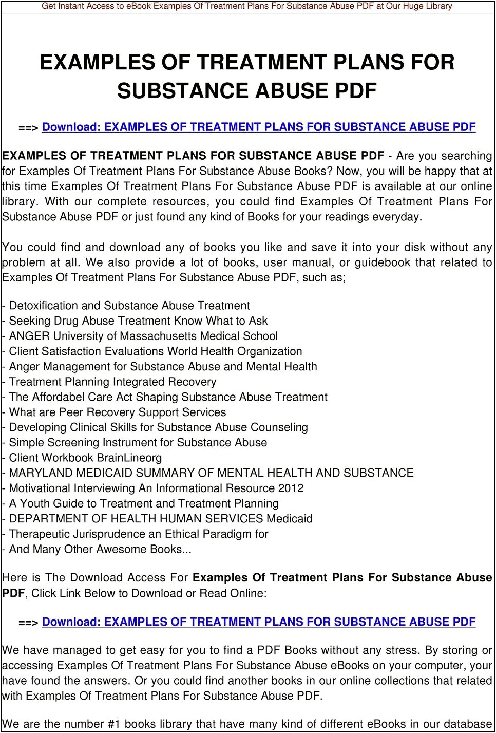 Free Substance Abuse Treatment Plan Template