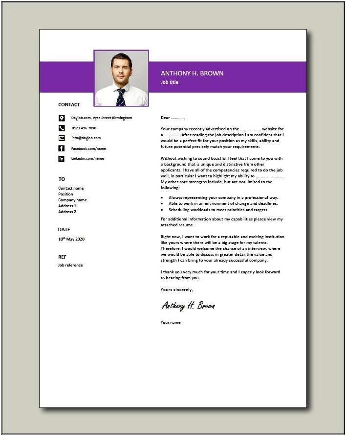 Free T Format Cover Letter Template