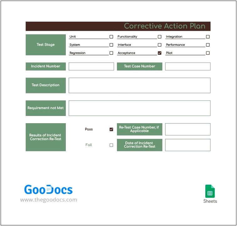 Free Template For Corrective Action Plan