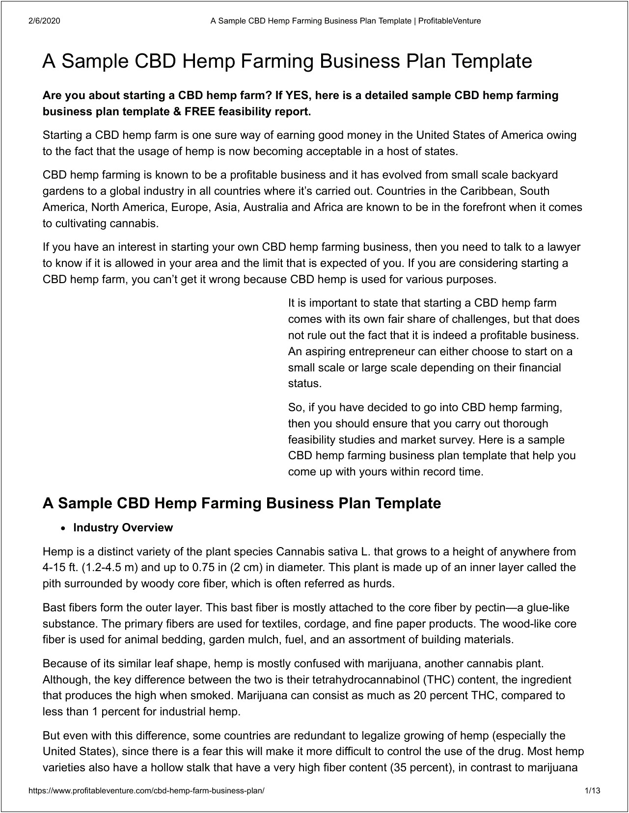 Free Template For Farm Business Plan