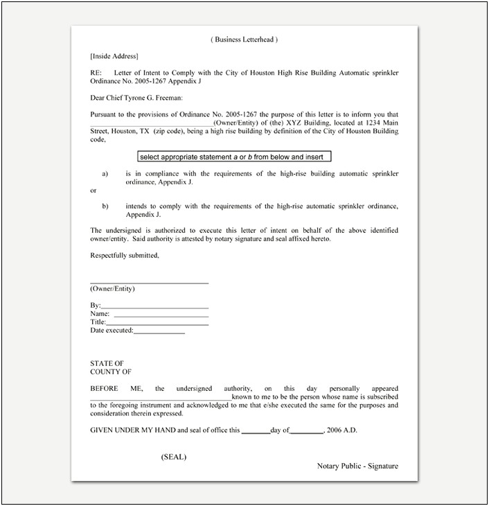 Free Template Letter With Notary Section