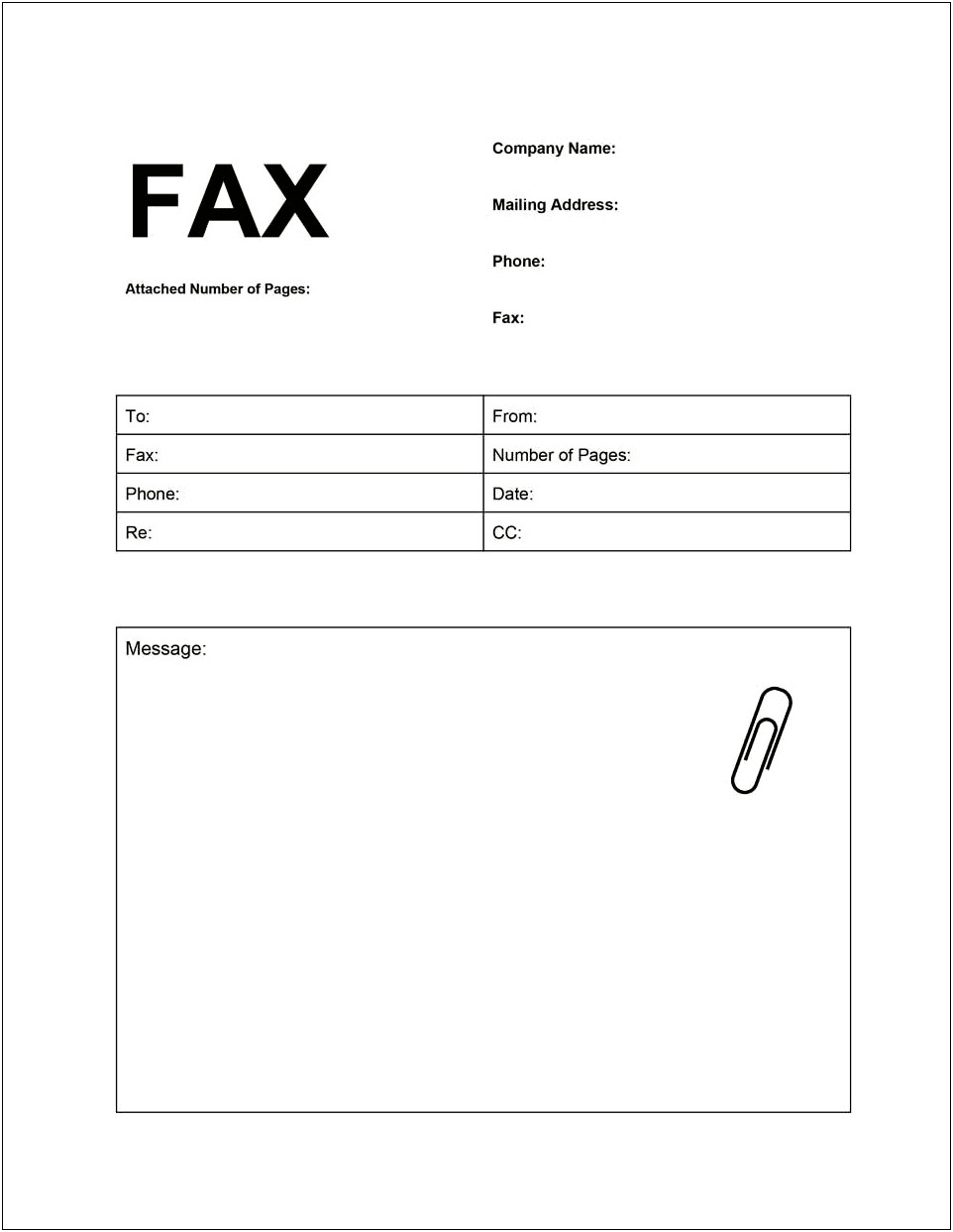 Free Template Of Fax Cover Letter