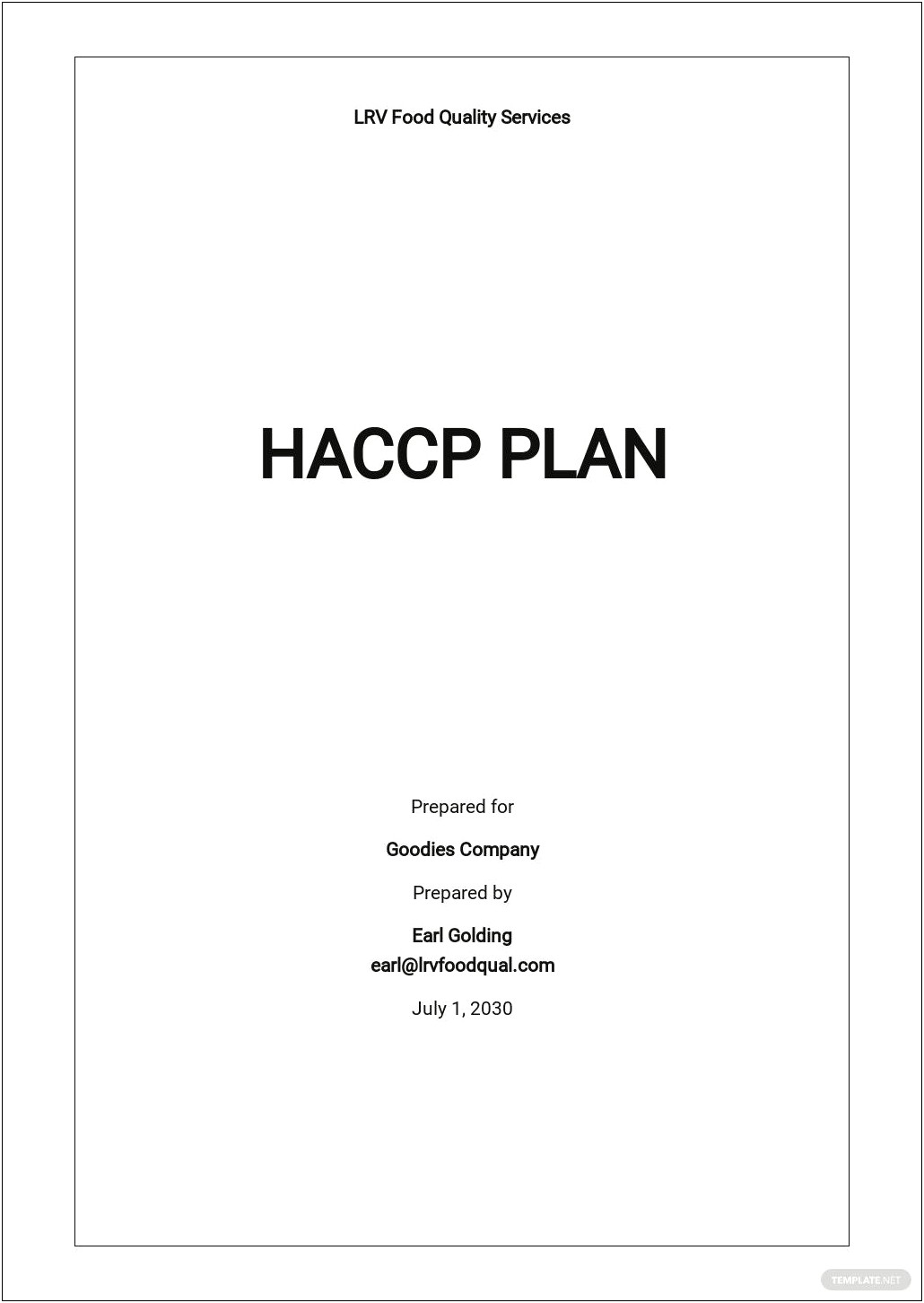 Free Templates For Restaurant Haccp Plans