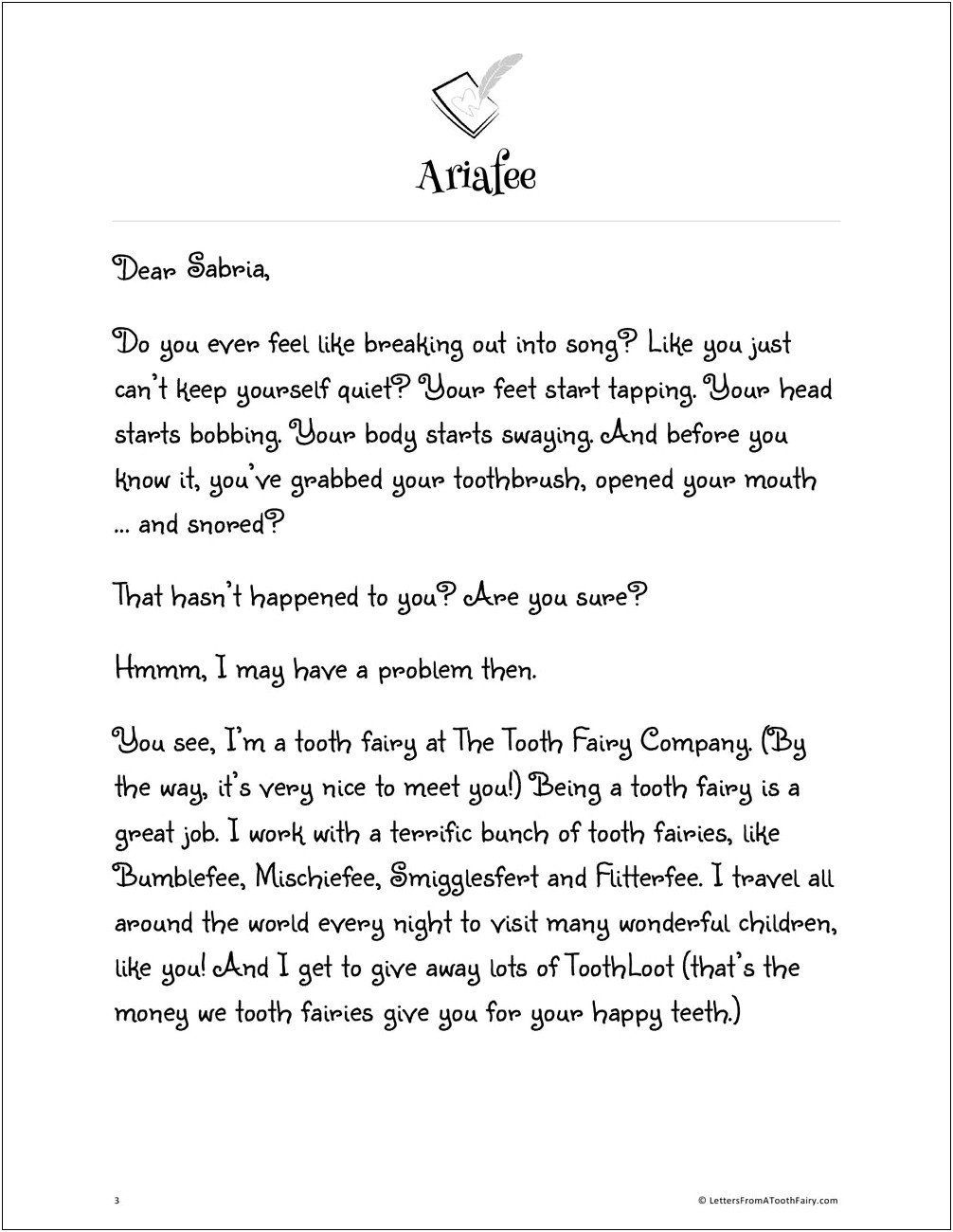 Free Tooth Fairy Letter Template Pdf