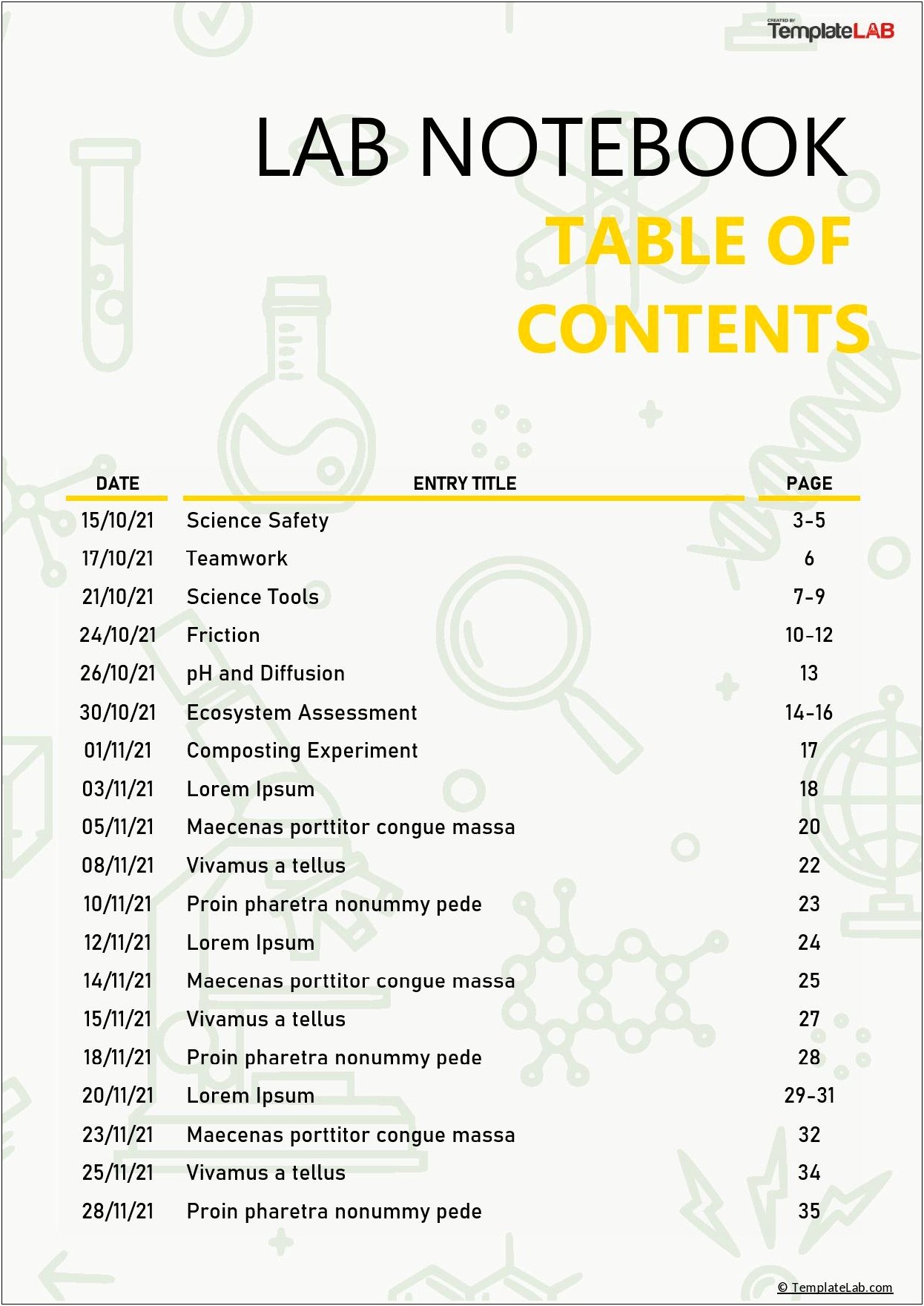 Free Word Table Of Contents Template