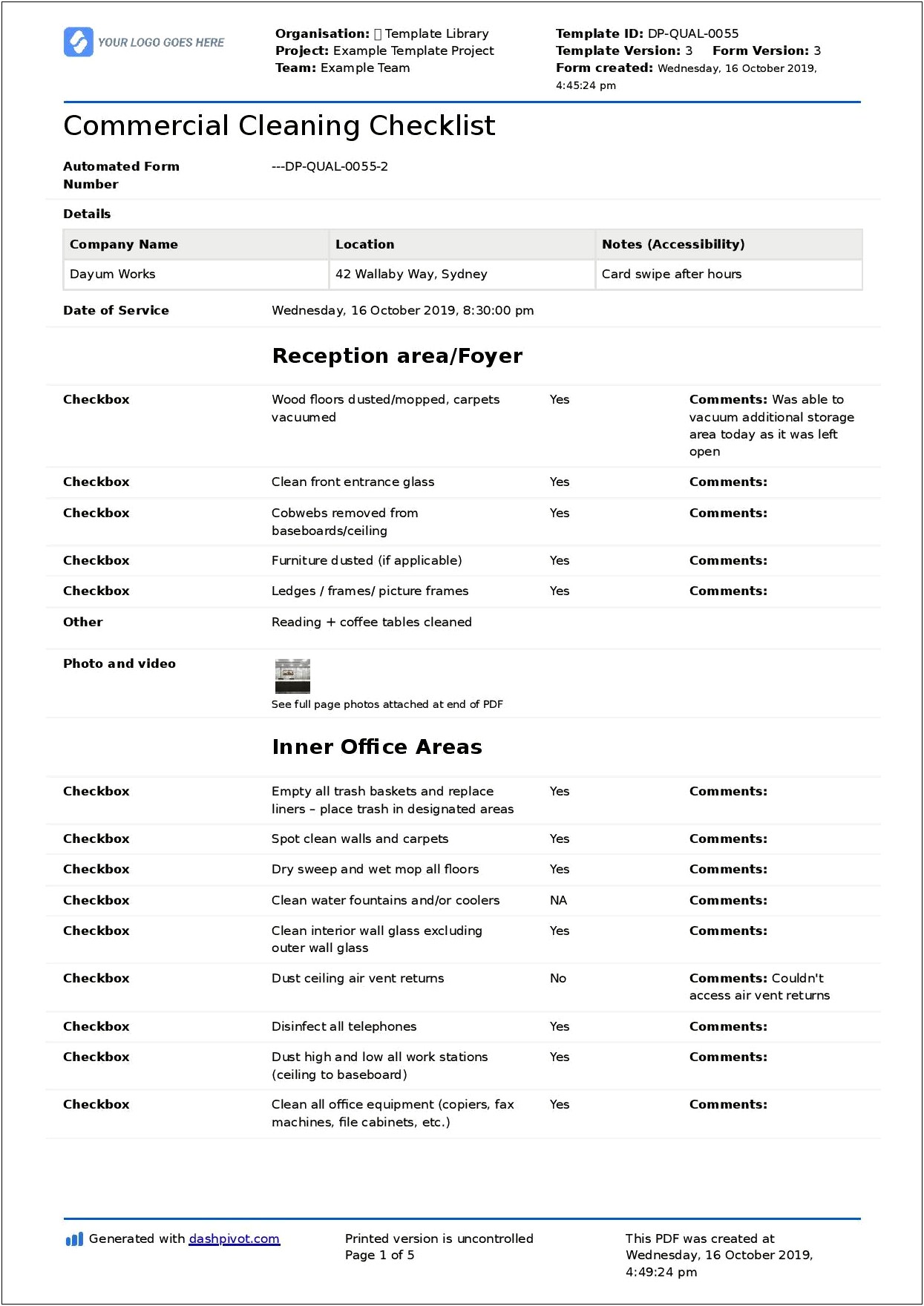 Free Word Templates For Cleaning Checklists