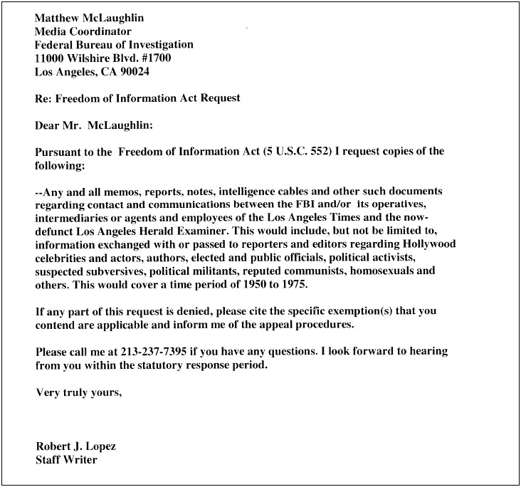 Freedom Of Information Act Letter Template Uk