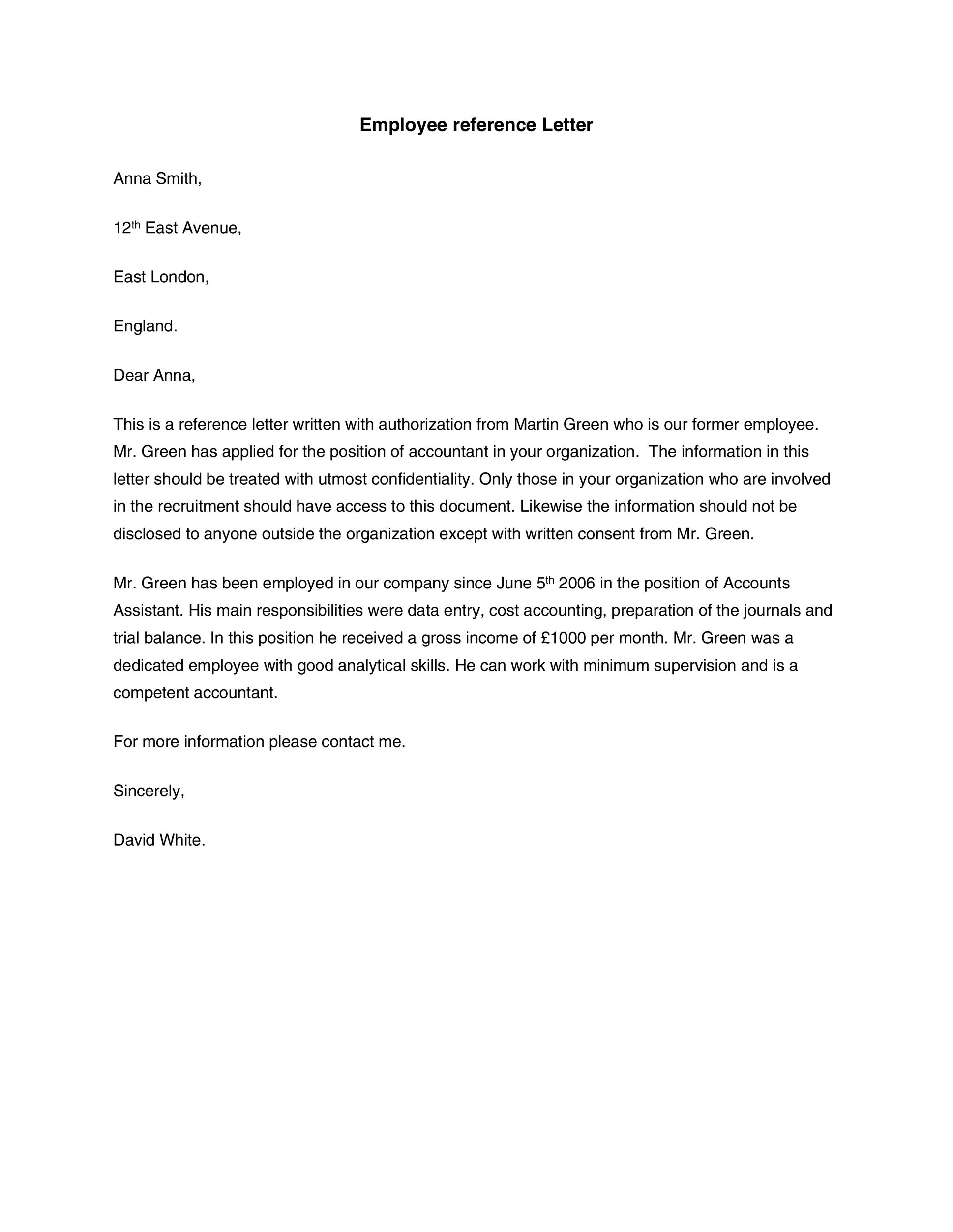 Friend Rental Reference Letter Format Template