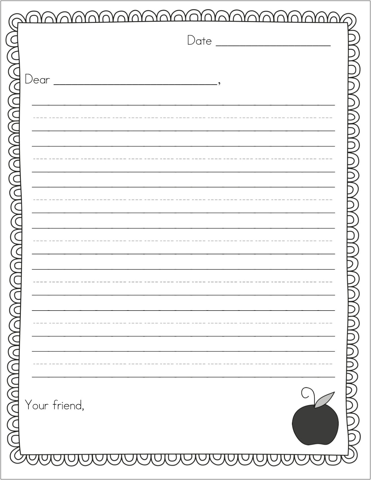 Friendly Letter Template For Second Graders