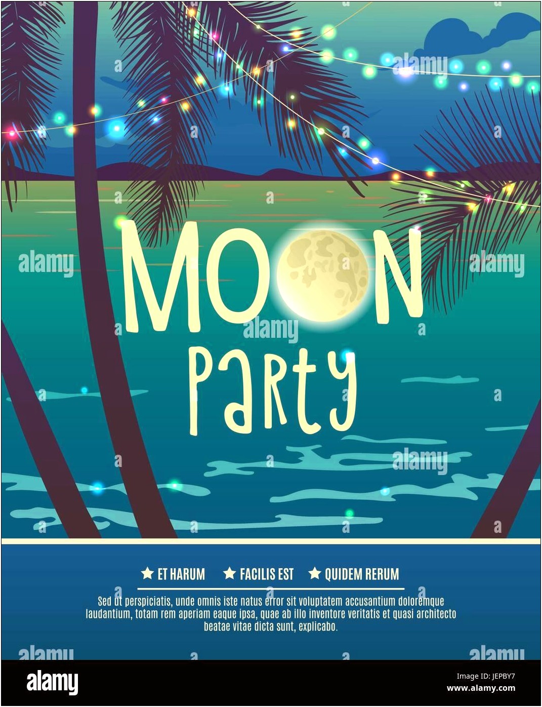 Full Moon Party Invitation Card Template