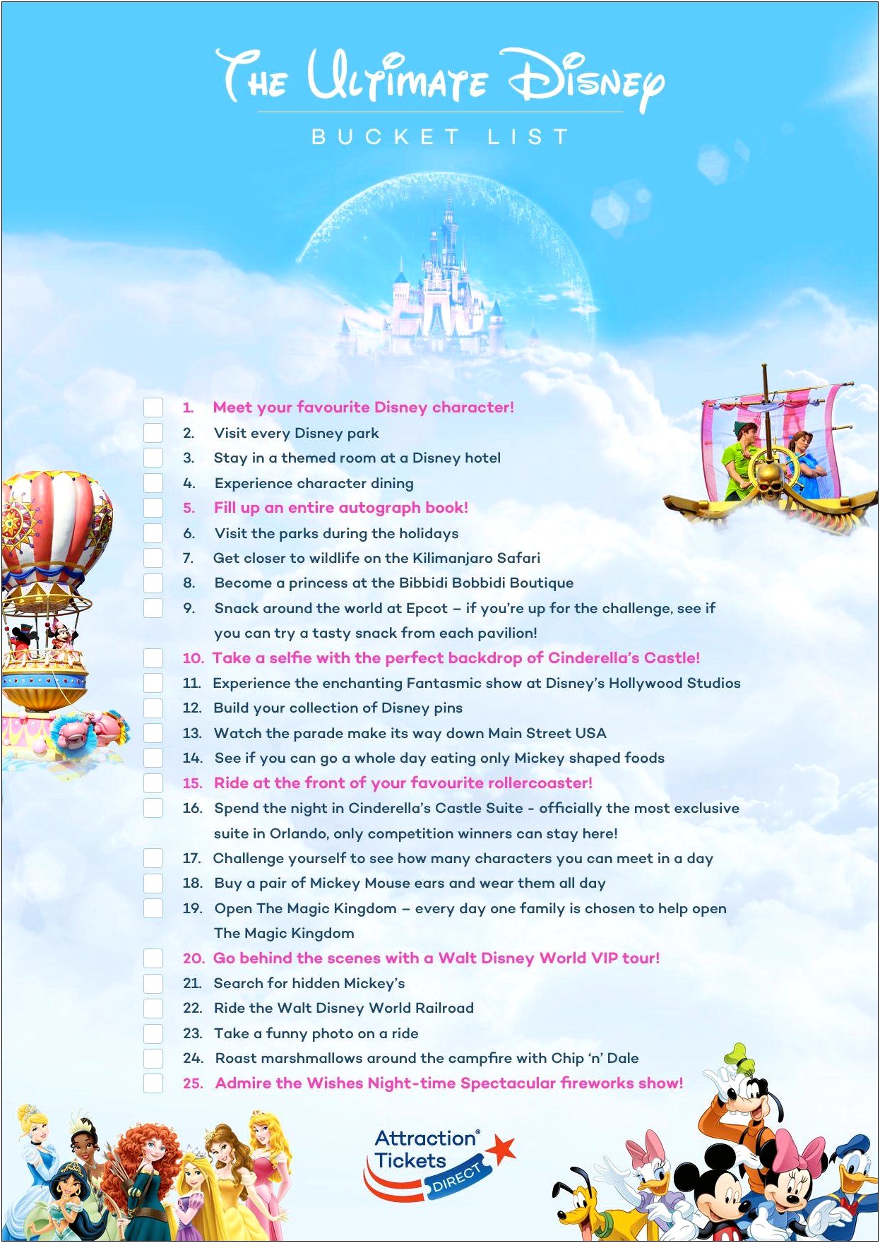 Fun Bucket List Template Word Disney