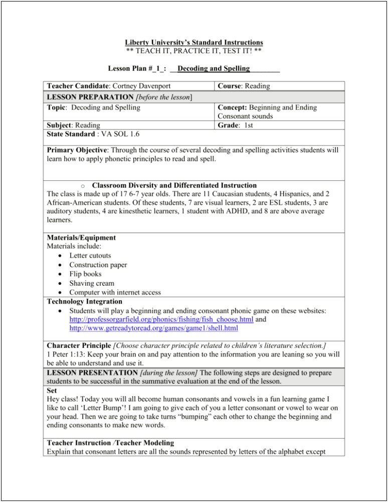 Fundations Blank Phonics Instruction Lesson Plan Template