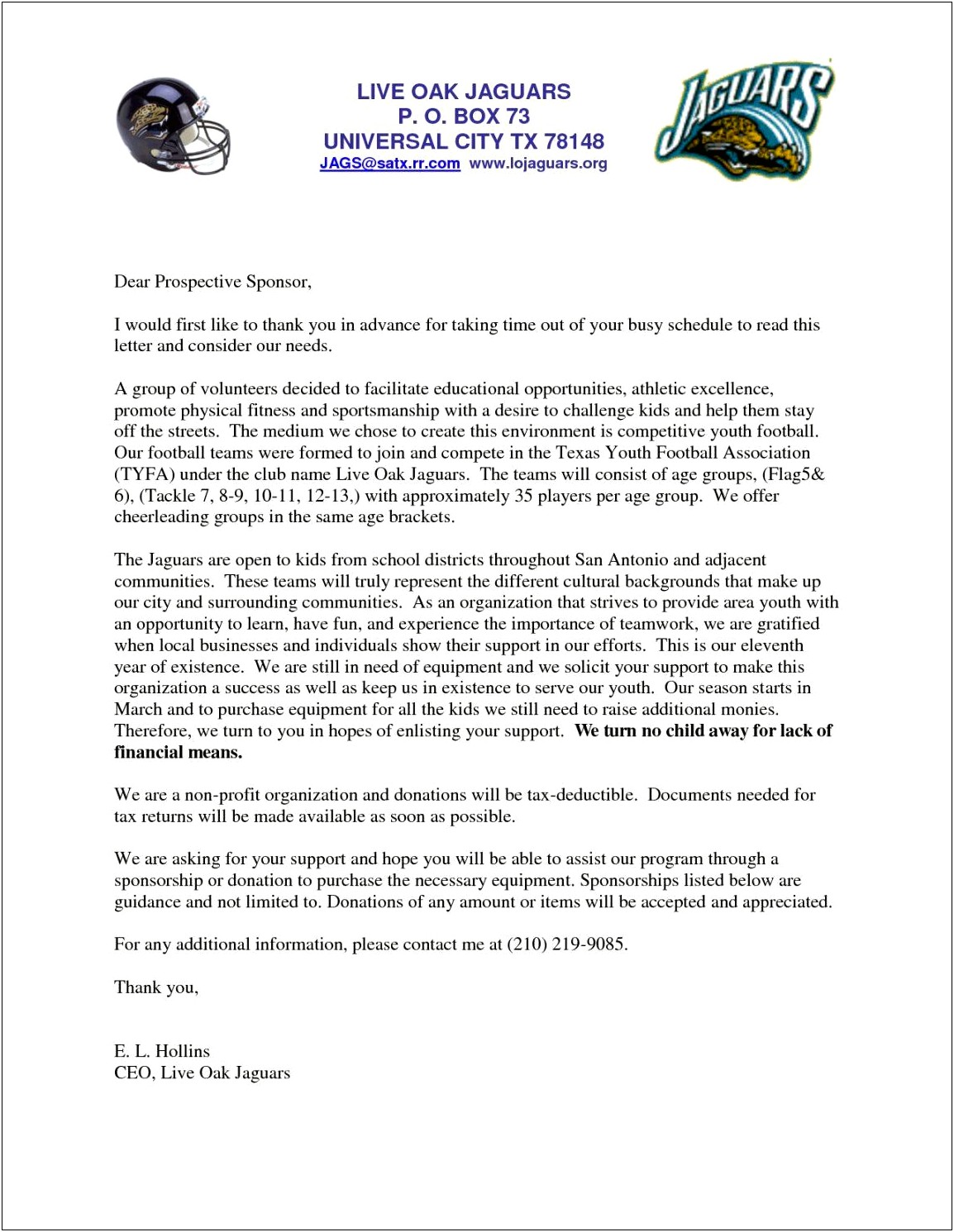 Fundraising Letter Template For Sports Teams