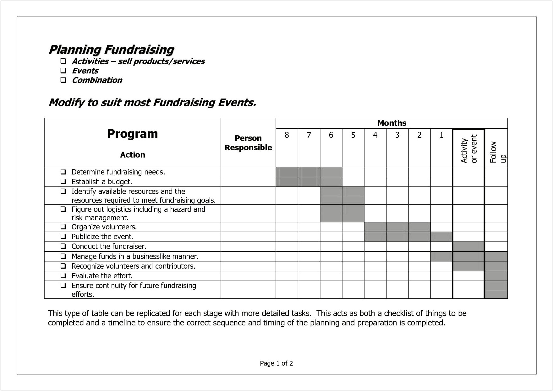 Fundrarising Event Cotail Reception Planning Template