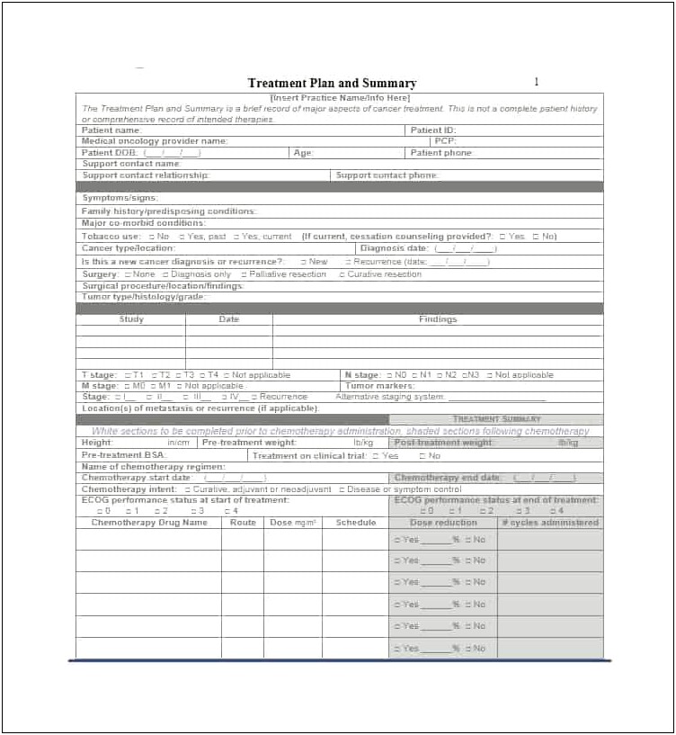 Ga Medicade Treatment Plan Template Examples