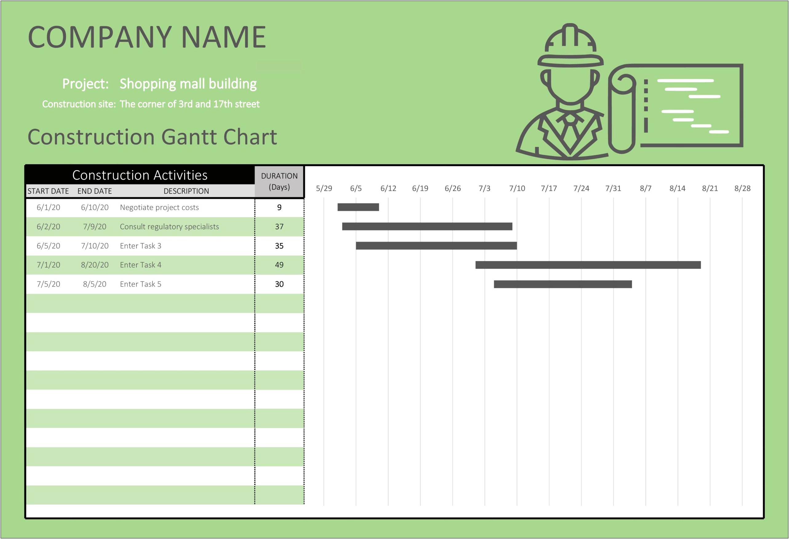 Gantt Chart Project Plan Template Excel