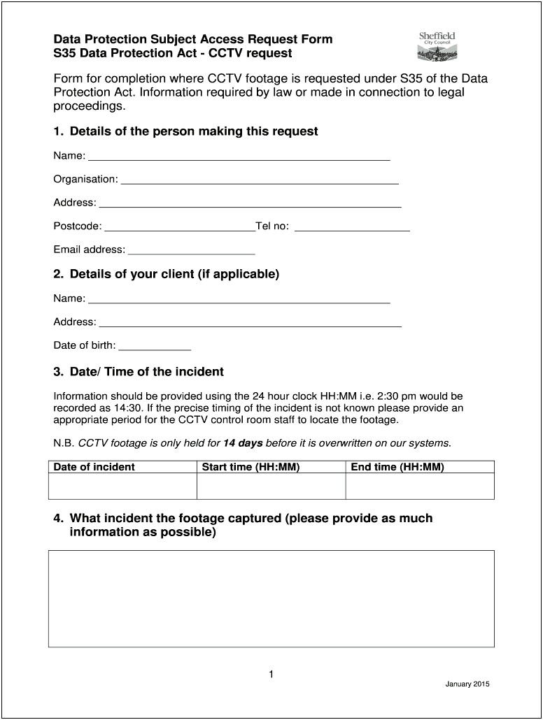 Gdpr Subject Access Request Letter Template