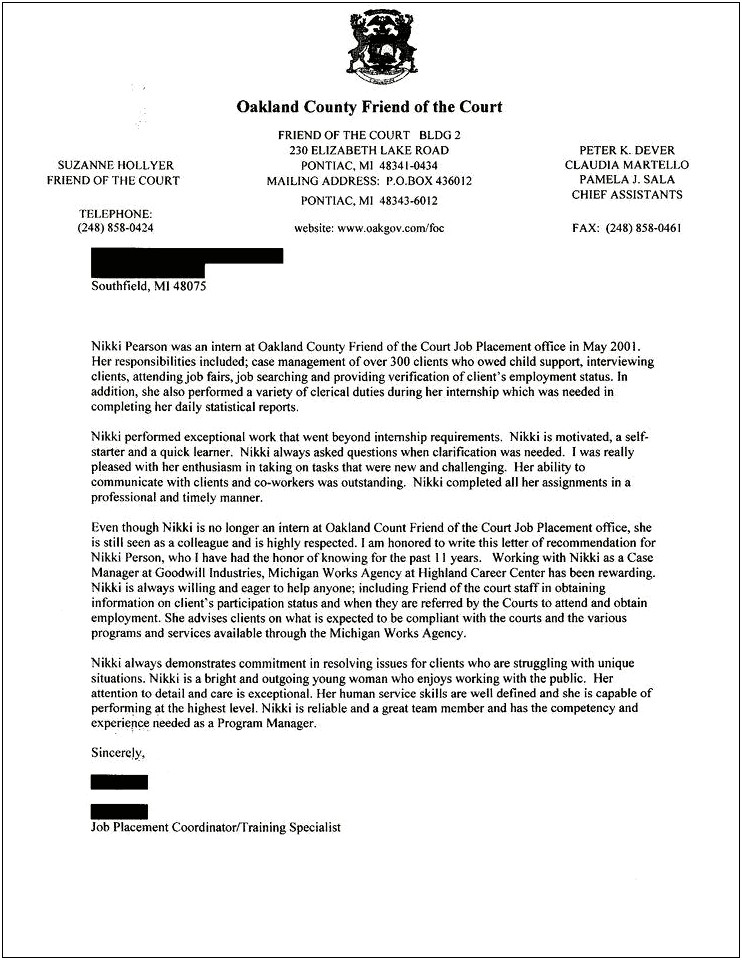 General Template Letter Of Recommendation From Student Internship