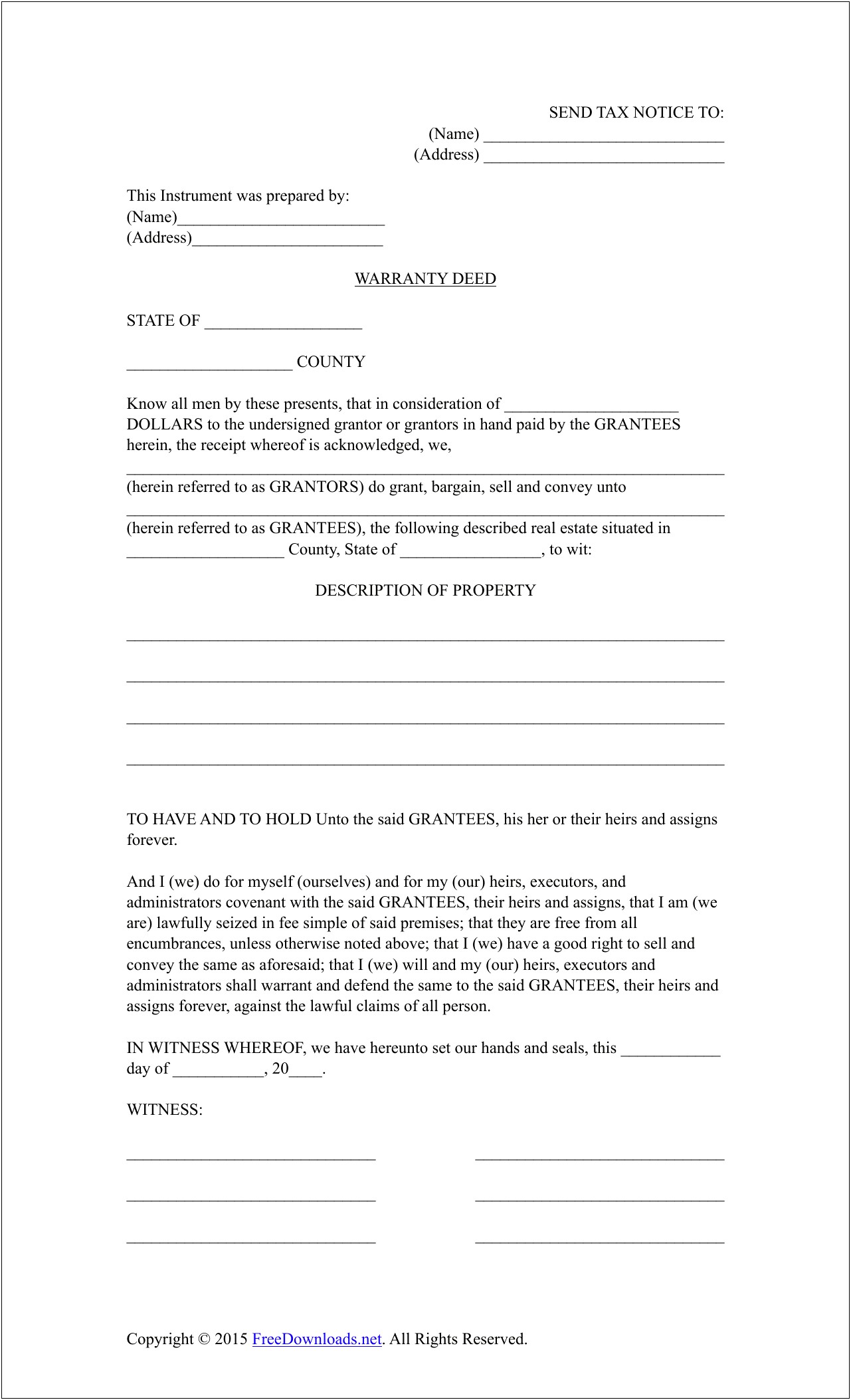 General Warranty Deed Word Template Texas