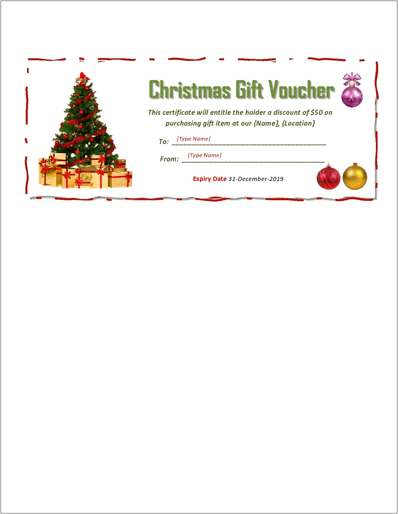 Gift Certificate Template Download Free Office