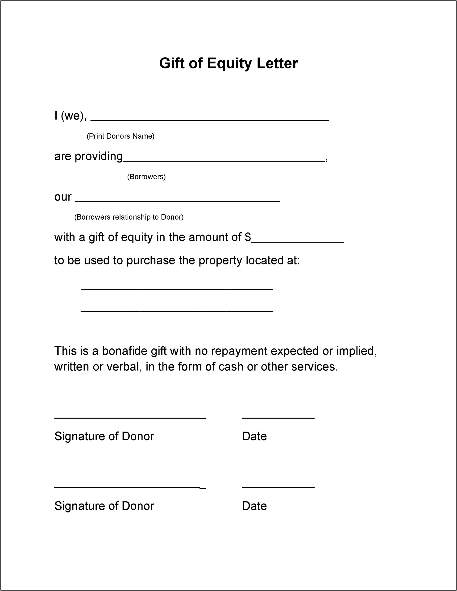 Gift Letter Template For Home Loan Nz