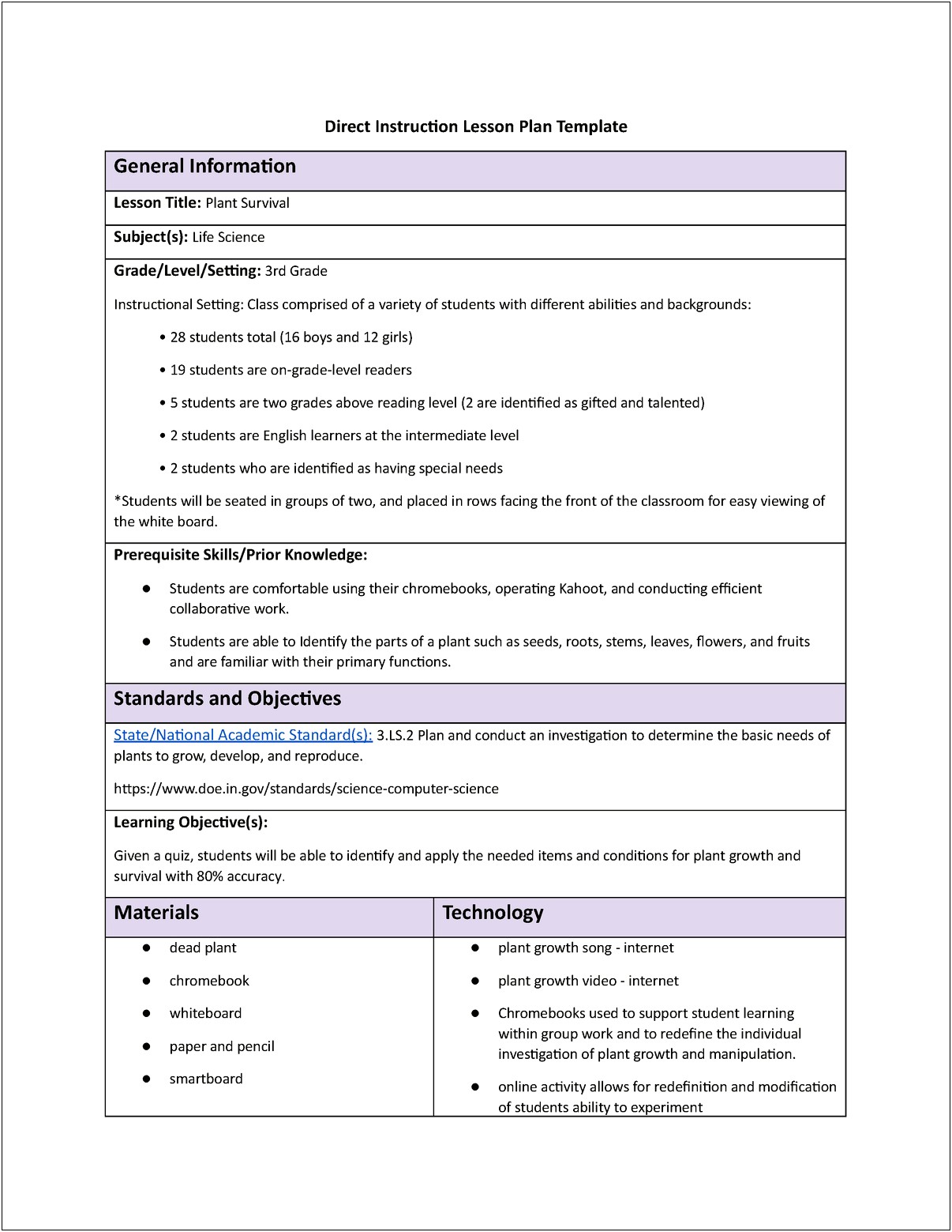 Gifted And Talented Lesson Plan Template