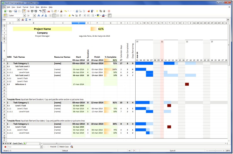 Gnatt Chart Project Plan Resource Template