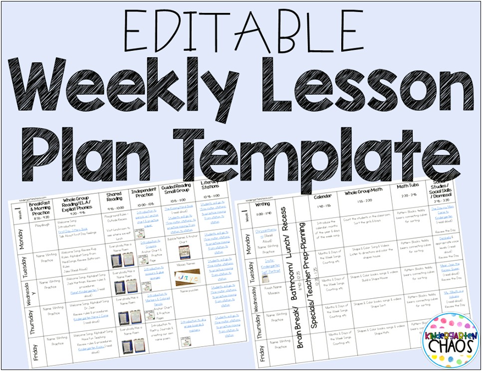 Go Math Lesson Plan Template Kindergarten