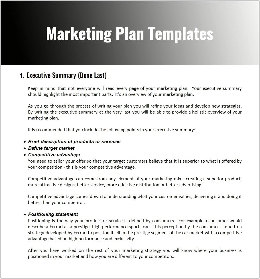 Go To Market Plan Template Xl