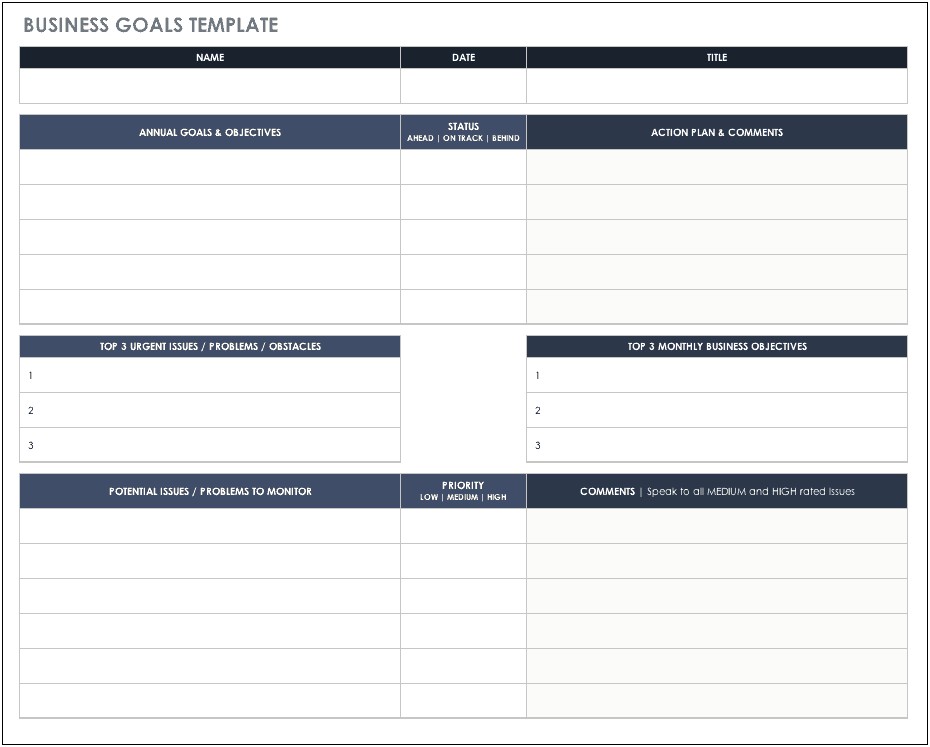 Goals Action Plan Template Middle School Pdf