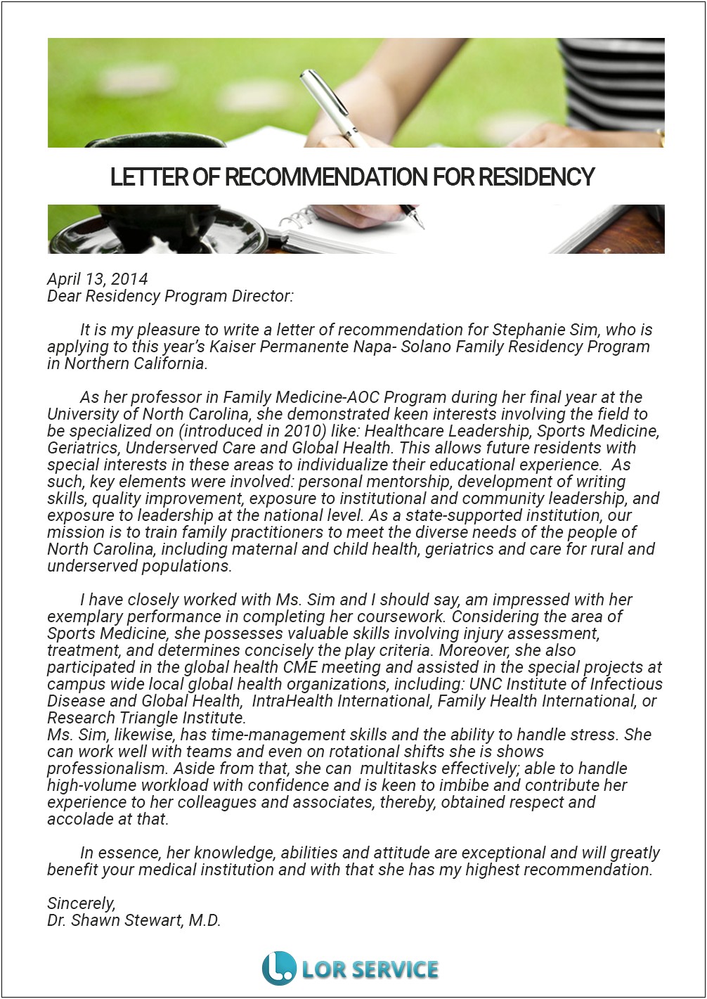 Good Medical Letter Of Recommendation Letter Template