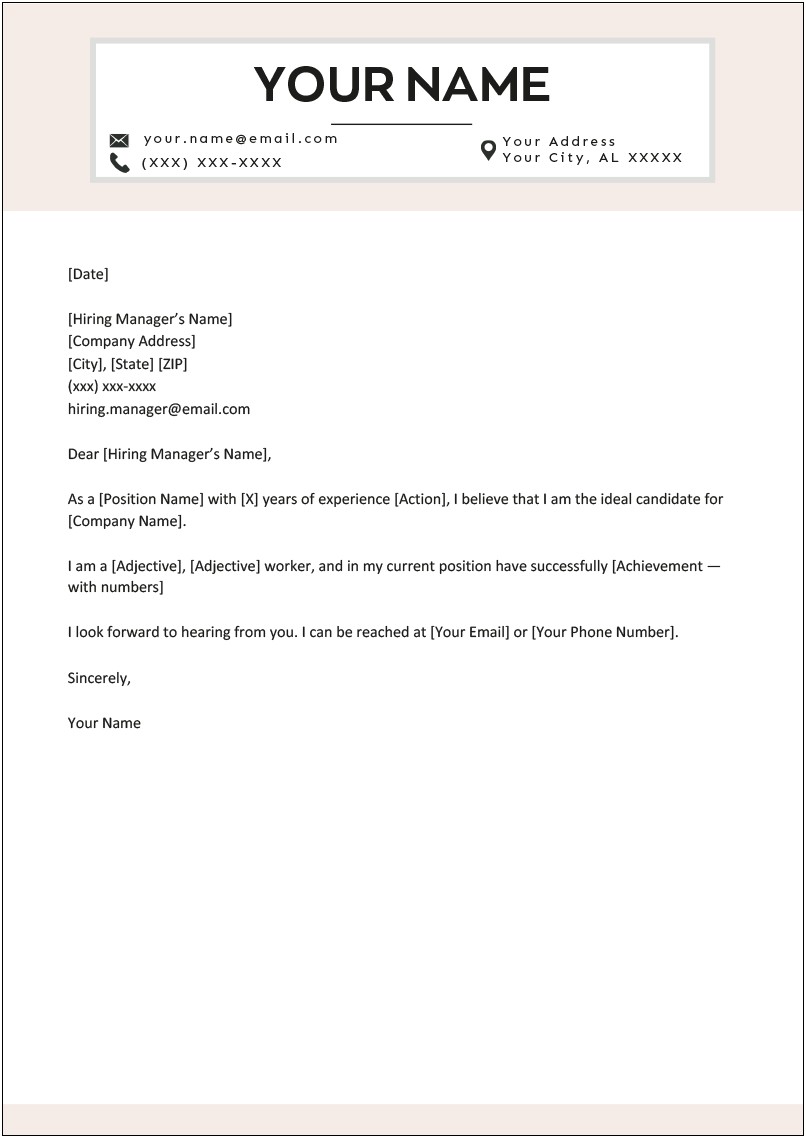 Good Simple Cover Letter Template Word