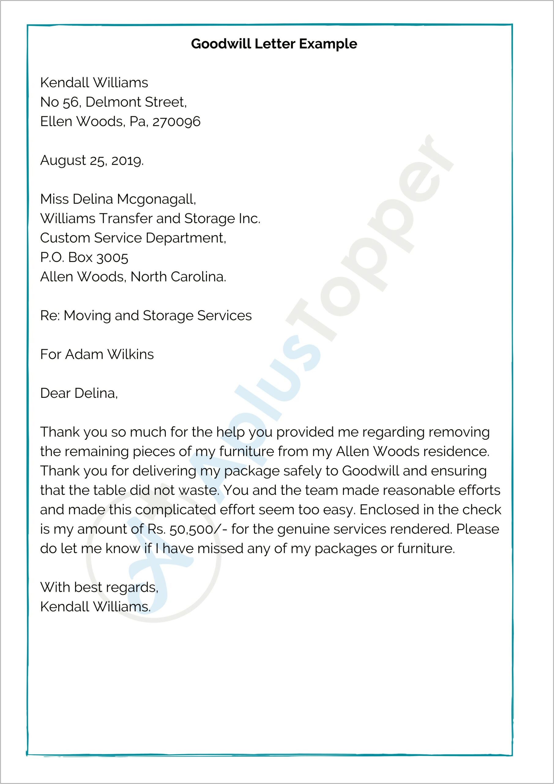 Goodwill Letter To Credit Bureau Template