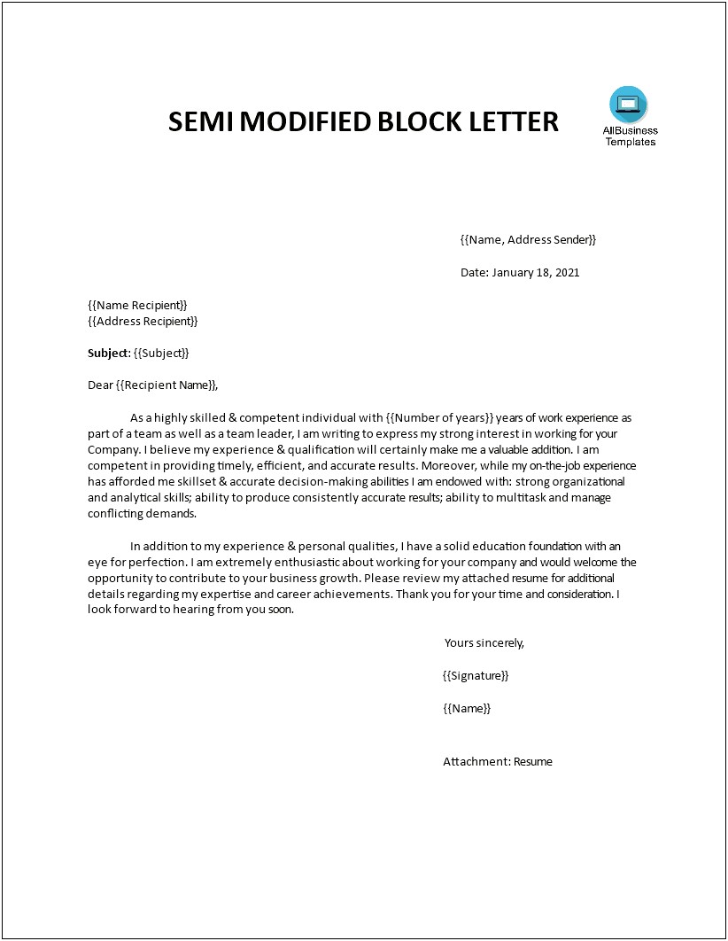 Google Docs Block Cover Letter Template