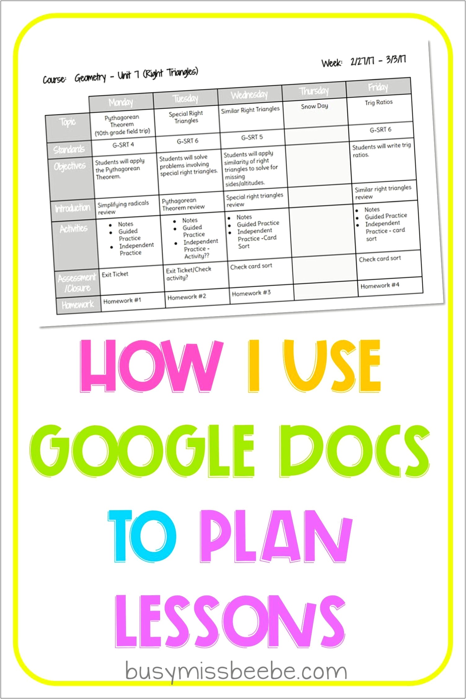 Google Docs School Project Plan Template