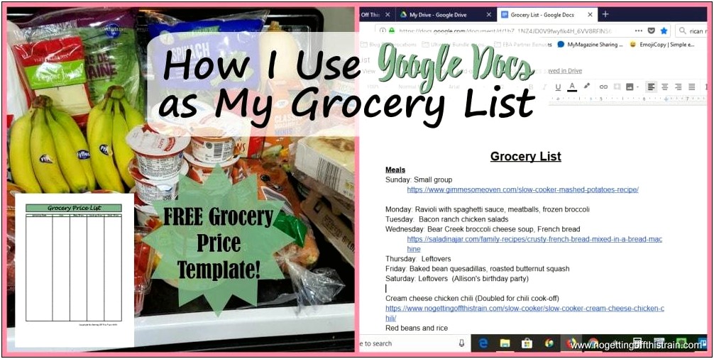 Google Docs Template For Meal Plan