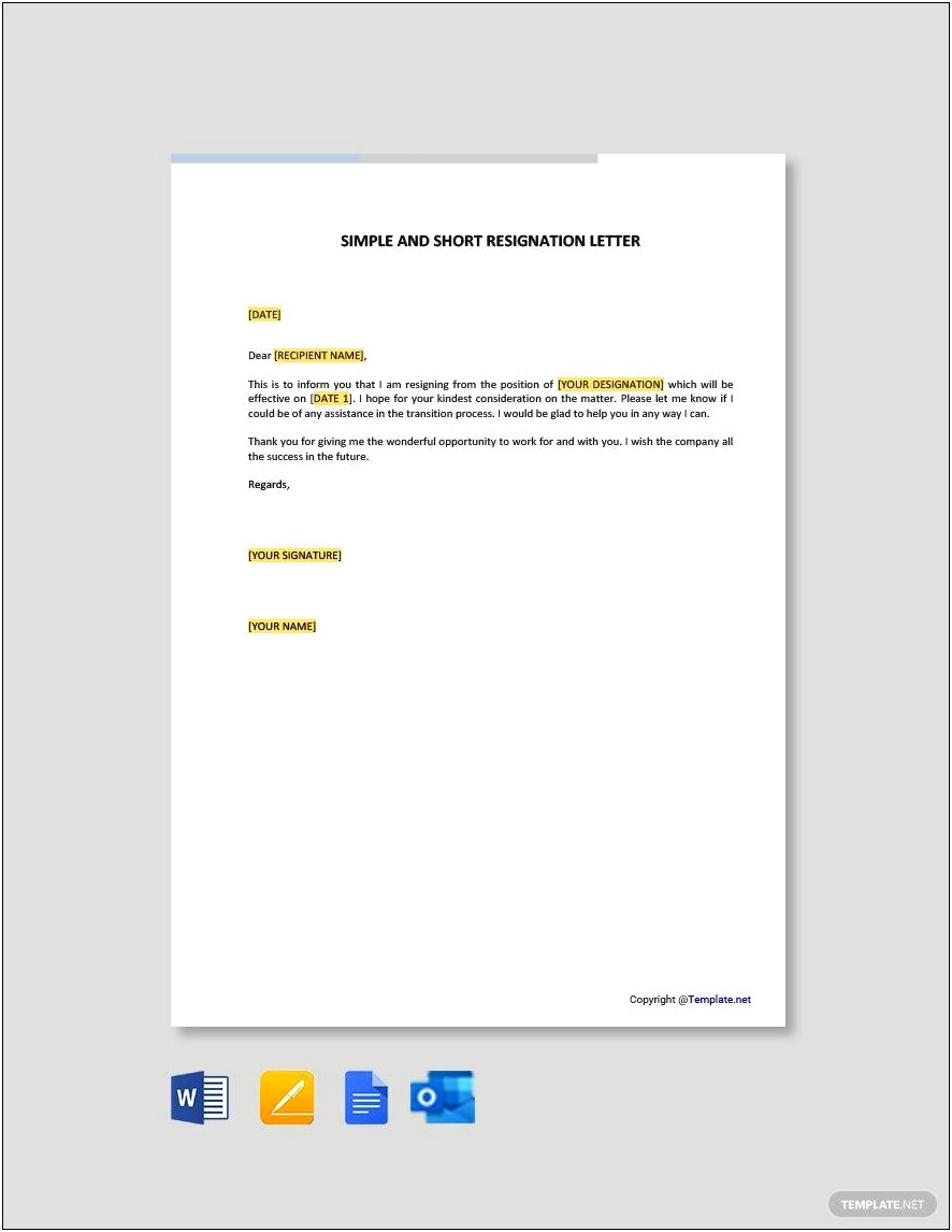 Google Docs Template For Resignation Letter