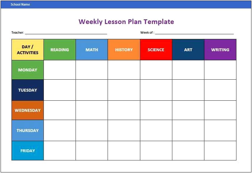 Google Sheet Lesson Plan Template For Preschool