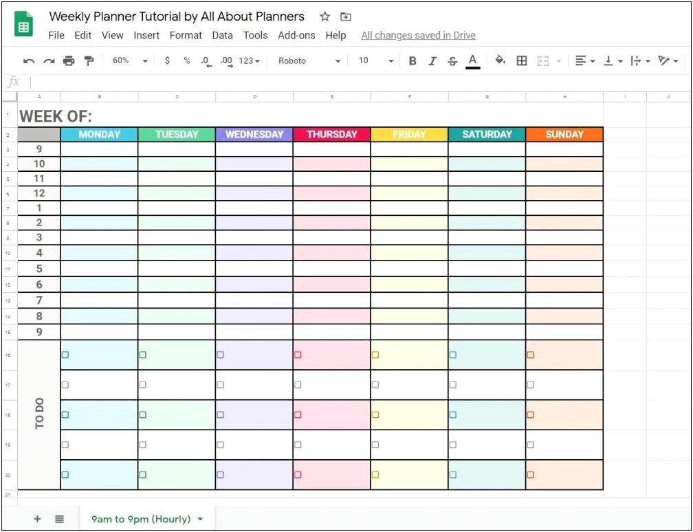 Google Sheets Daily Lesson Plan Template