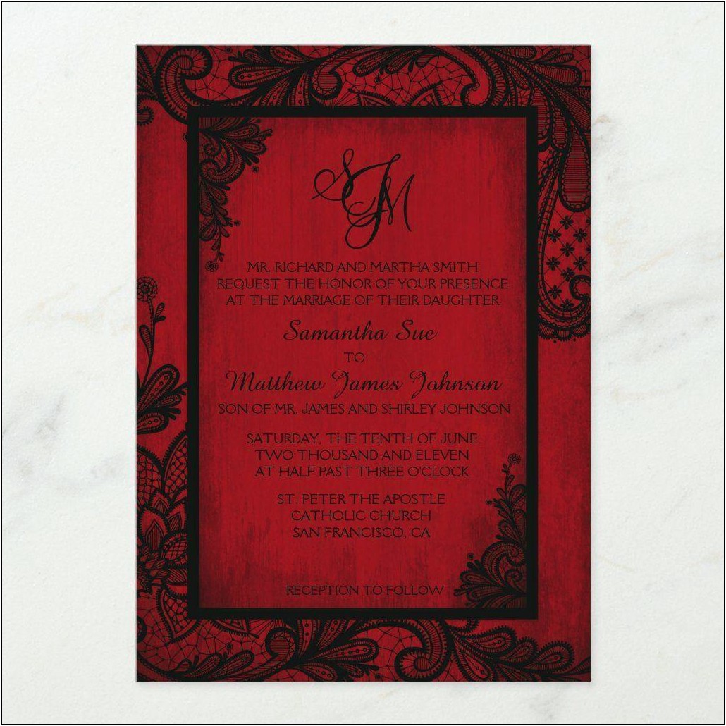 Gothic Black And Red Wedding Invitations